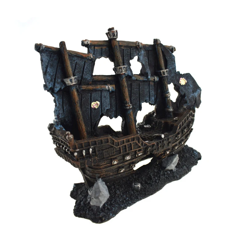 Resin Pirate Ship Decoration Aquarium Beautification Fish Tank Decoration Shipwreck Decoration Ship Landscape Crafts