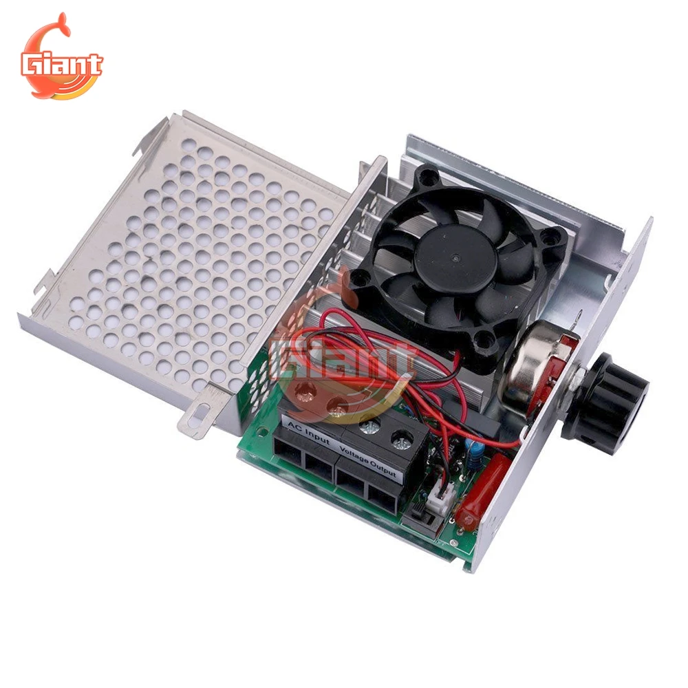 AC 110V-220V 10000W High Power Voltage Regulators SCR Motor Speed Controller Electronic LED Dimming Governor Thermostat with Fan