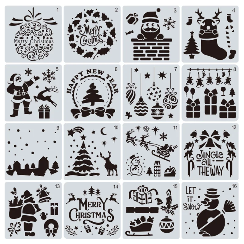 2Pc Merry Christmas Stencil DIY ผนัง Layering แม่แบบภาพวาดตกแต่ง Scrapbooking Embossing Album อุปกรณ์