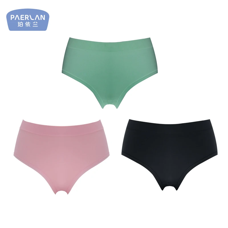 [3 Pieces] PAERLAN Mid-Waist One-Piece Seamless Seamless Panties Summer Sexy Hip Briefs