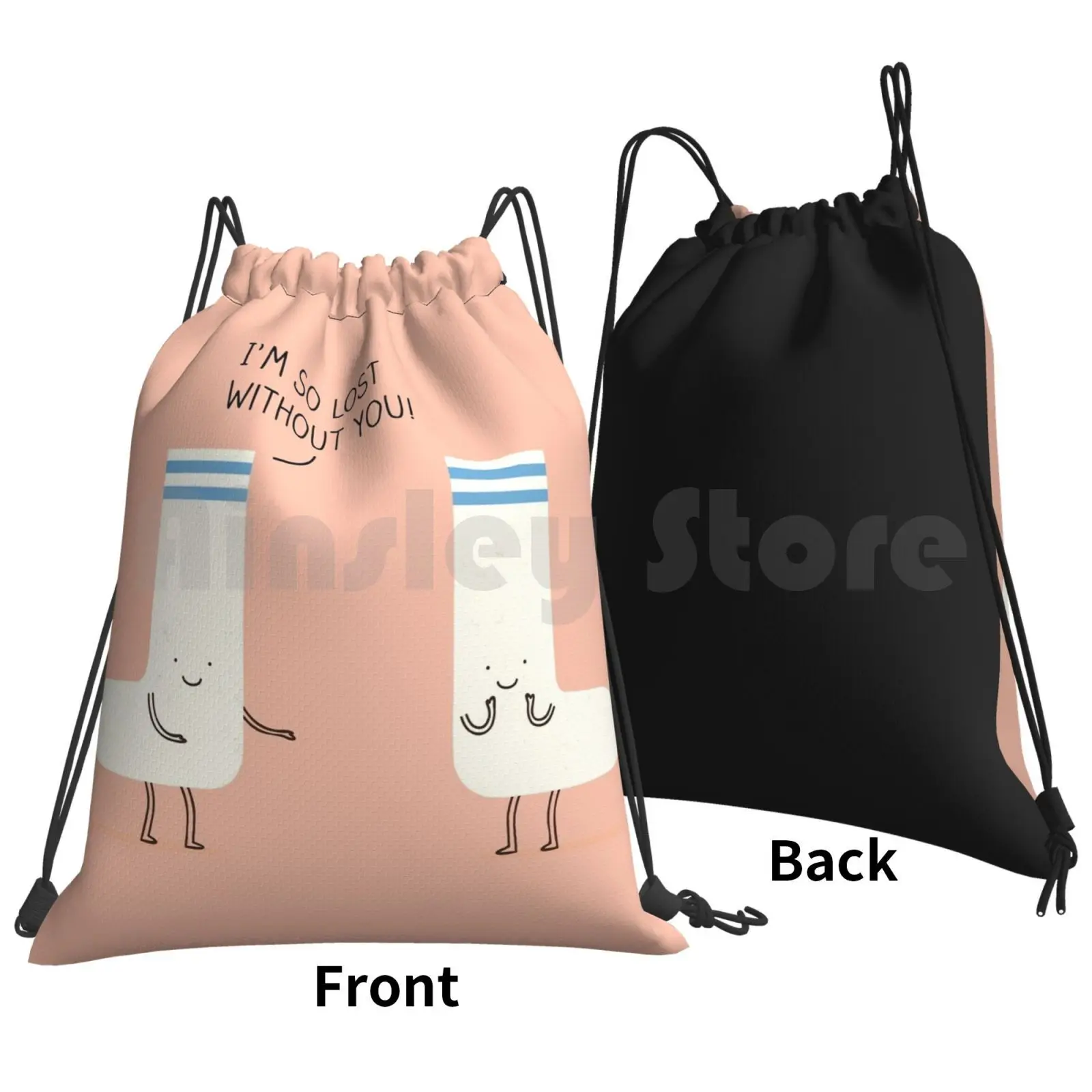 Socks Love Backpack Drawstring Bag Riding Climbing Gym Bag Sock Love Valentine Friendship Wedding Couple Pair Funny Cute