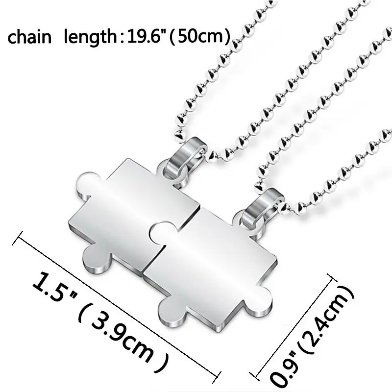 1 Pair Lover Paired Puzzle Pendant Necklaces For Women Men New Fashion Stainless Steel Couple Necklace Friendship Jewelry Gifts