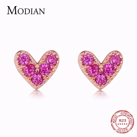 Серьги-гвоздики Modian из серебра 925 с фианитом — фото товара