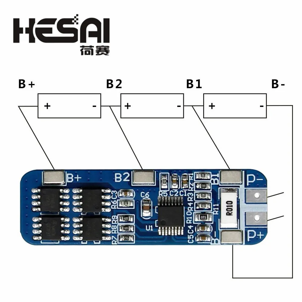 Smart Electronics 3S 12V 18650 BMS Charger 10A Li-ion Lithium Battery Protection Circuit Board with Voltage Settings 10.8V-12.6V