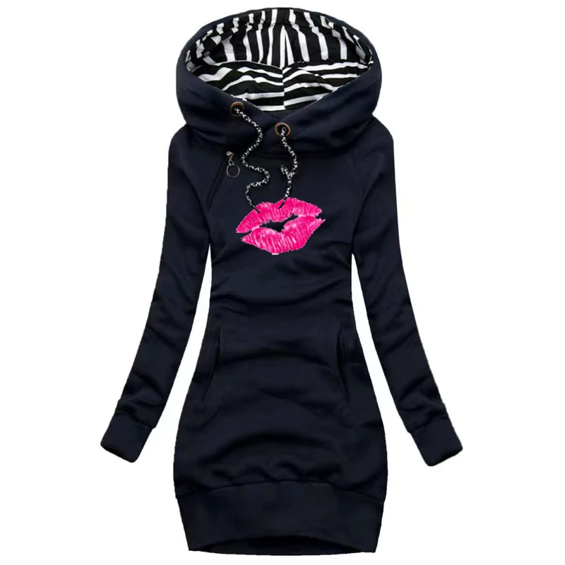 Autumn and Winter Women Dresses Fashion Long Sleeve Hoodie Dress Casual Hooded Dresses for Women Pullover Dress