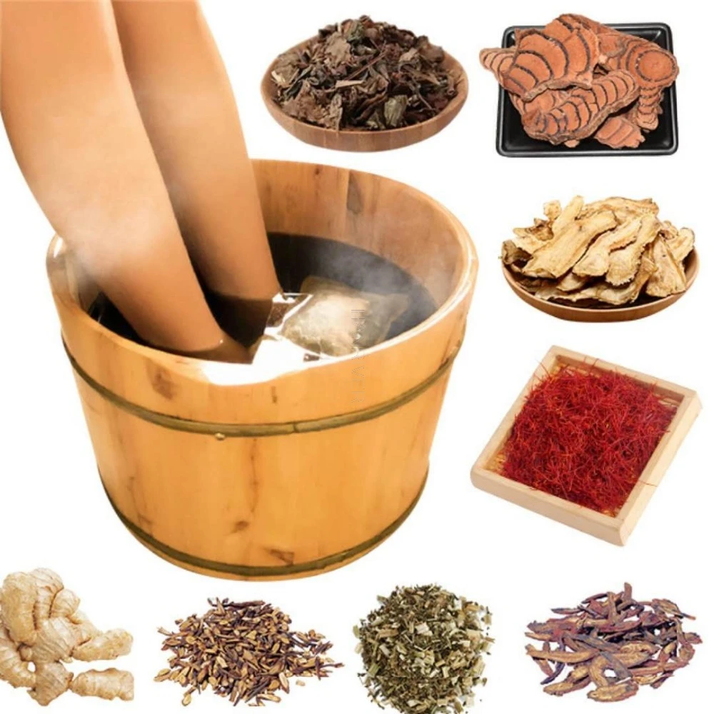 

Chinese medicine Feet Powder Home Health safflower ginger Wormwood moxa motherwort Foot Care Bath Spa Bubble Soak AI herbal bag