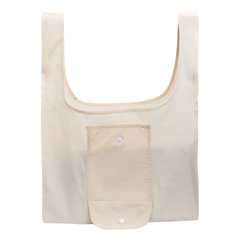 2024 ECO Cotton Shopping bag Folding Package Women Men Reusable Canvas Fold Pouch white