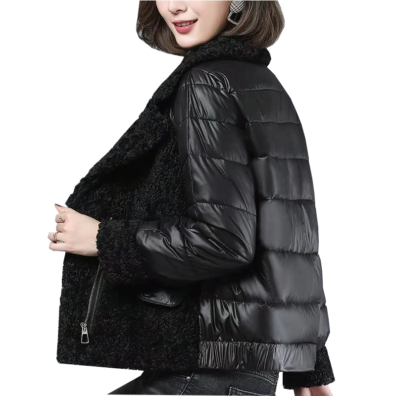 Nuove donne giacca imbottita in cotone cappotto corto in lana di agnello capispalla invernale femminile tasche larghe peluche spessa calda parka giacche imbottite