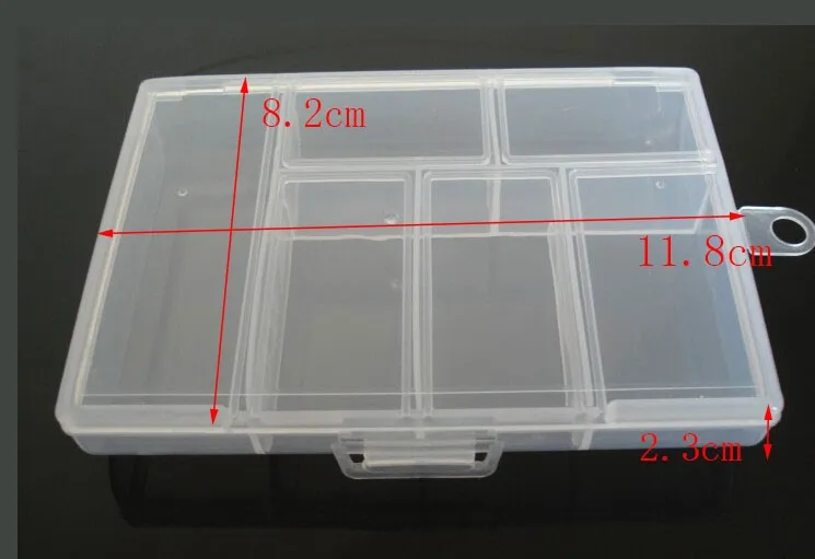 Plastic 6 Slots Jewelry Tool Box Organizer Storage Beads Jewelry Box New Fashion Plastic Packaging Gift Earring Ring Box Jewelry