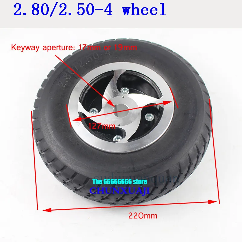 9\'\' solid tire wheel 2.80/2.50-4 Non-inflatable tyre+ keyway type hub for Gas / Electric Scooter ATV Elderly Mobility Scooter