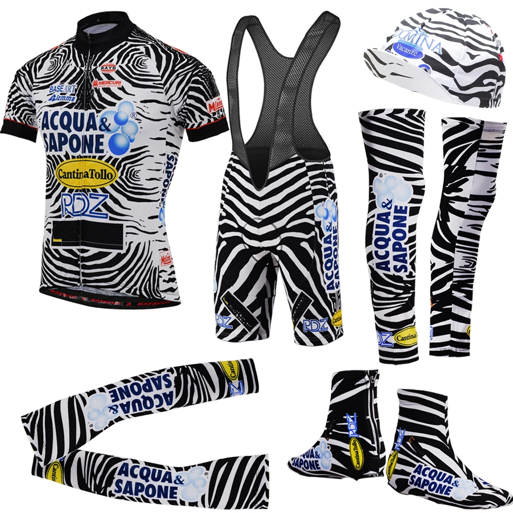 NEW Man Summer Zebra Short Sleeve Cycling Jersey Sets MTB Retro Bike Clothing Racing Bicycle Ropa Ciclismo Wea BIB Pants Gel Pad