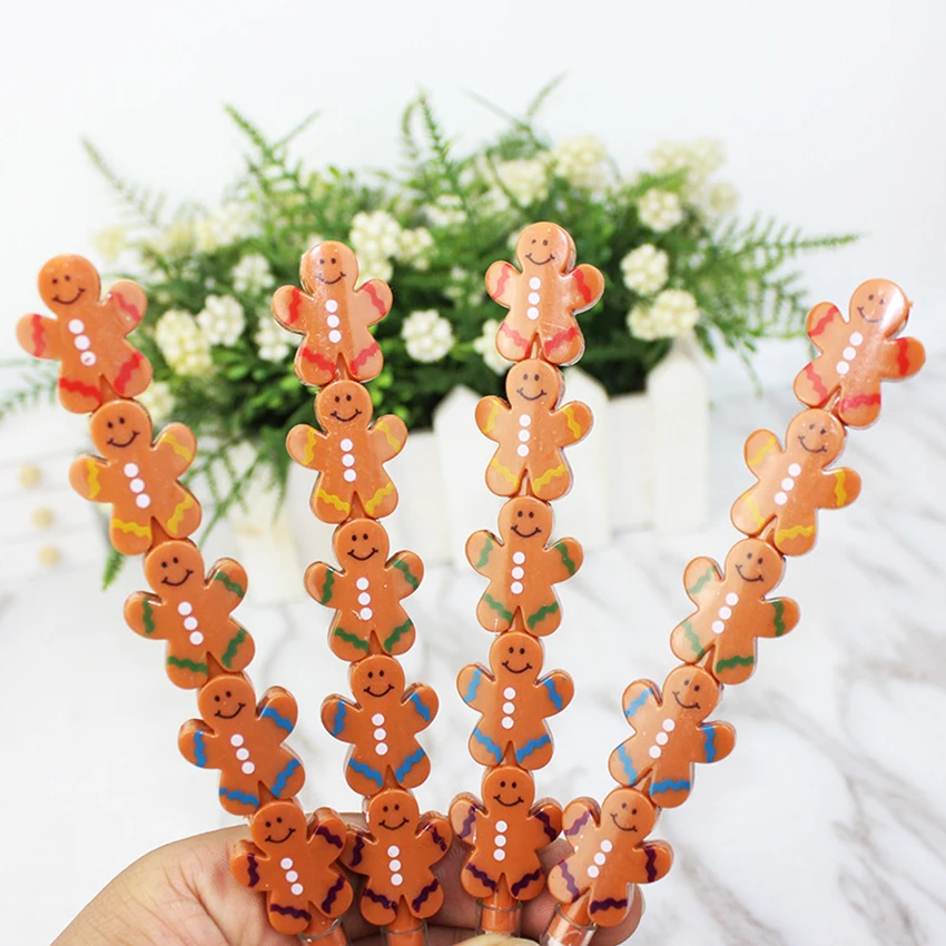 1pc Adorable Christmas Elements Gingerbread Man Stackable Block Pencils Light Brown