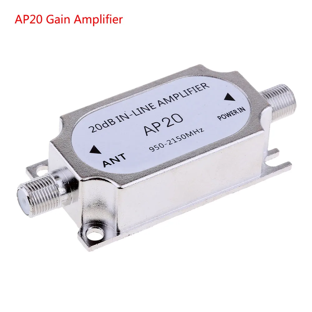 AP20 Satellite 20dB In-line Amplifier Booster 950-2150MHZ Signal Booster For Dish Network Antenna Cable Run Channel Strength