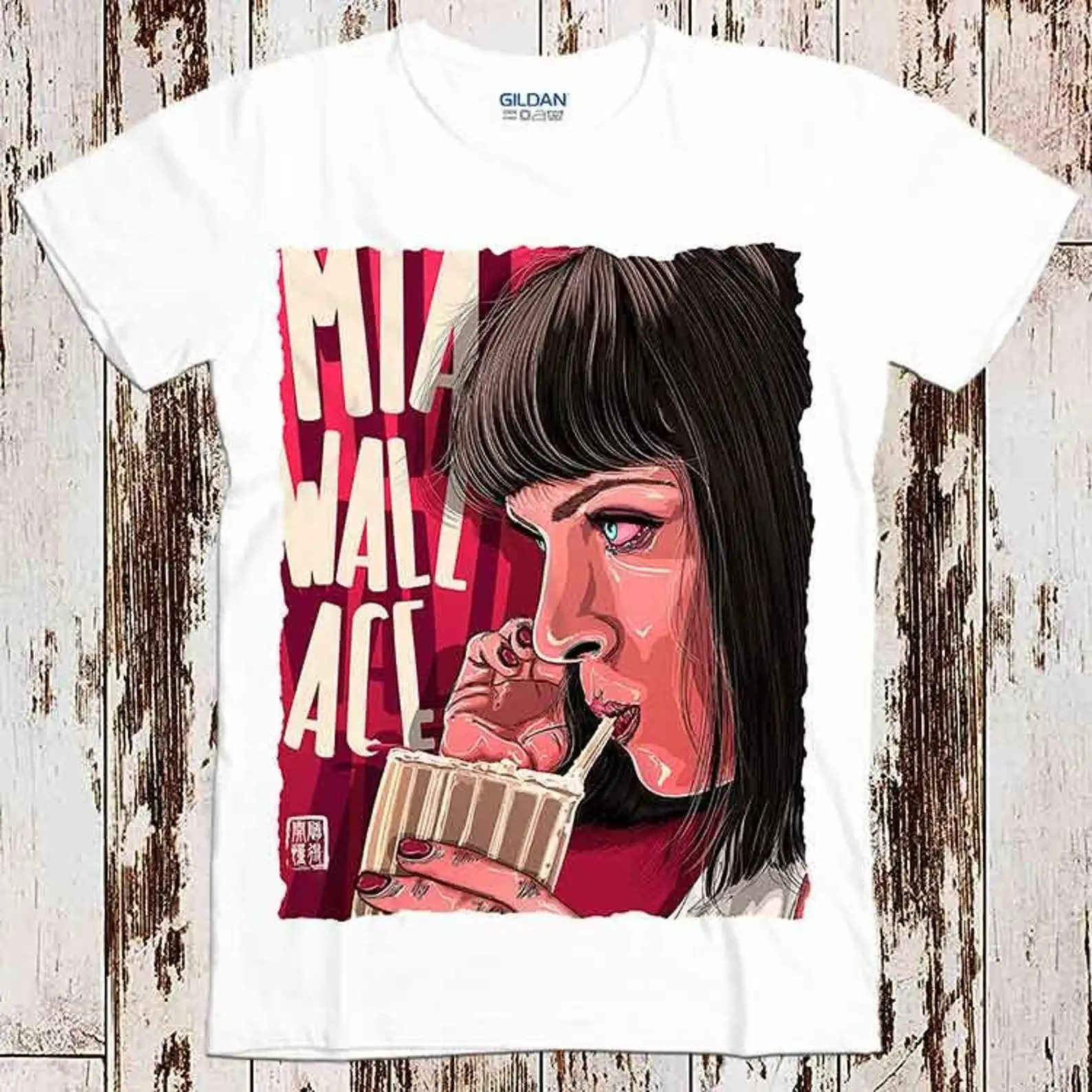 Mia Wallace Pulp Fiction Art Tarantino Print Tops Casual Ladies Basic O-collar Short Sleeved Women T-shirt Girl,Drop Ship