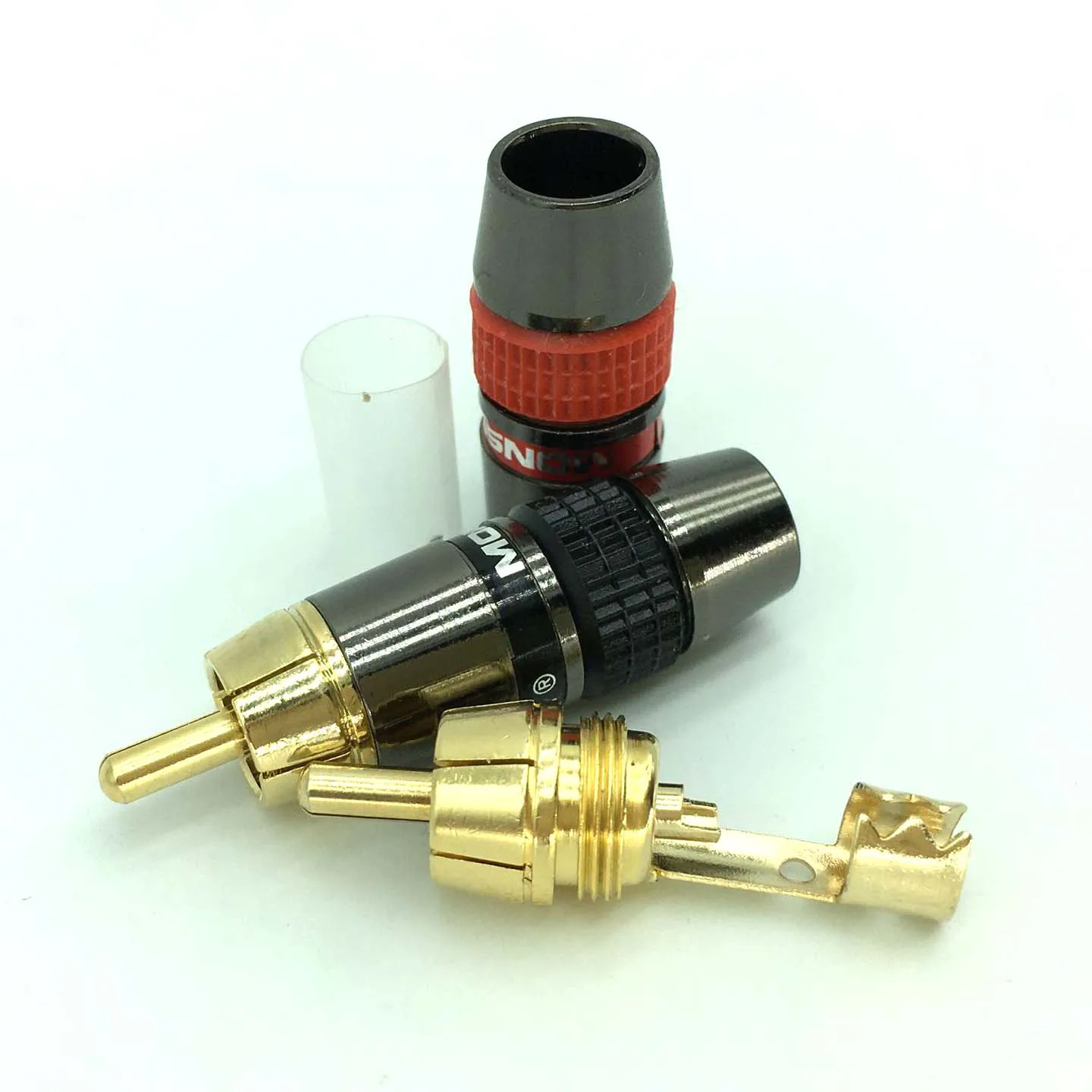 12pcs/8/4/2PCS RCA Plug Male Connector High Quality Gold Plated Soldering Plug Speaker Cable Wire Connector Red Black
