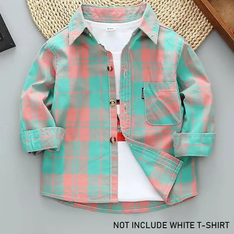 Toddler Thin Boys Long Sleeve Shirts Plaid Blouses For Kids Spring Autumn Children Clothes Casual Cotton Shirts Tops 1-7 Years