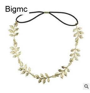 New Headband Fashion Gold Color Leaves Elastic Women Cute Solid Bride Hair Band Wedding Hairwear Party gift Jewelry A5047