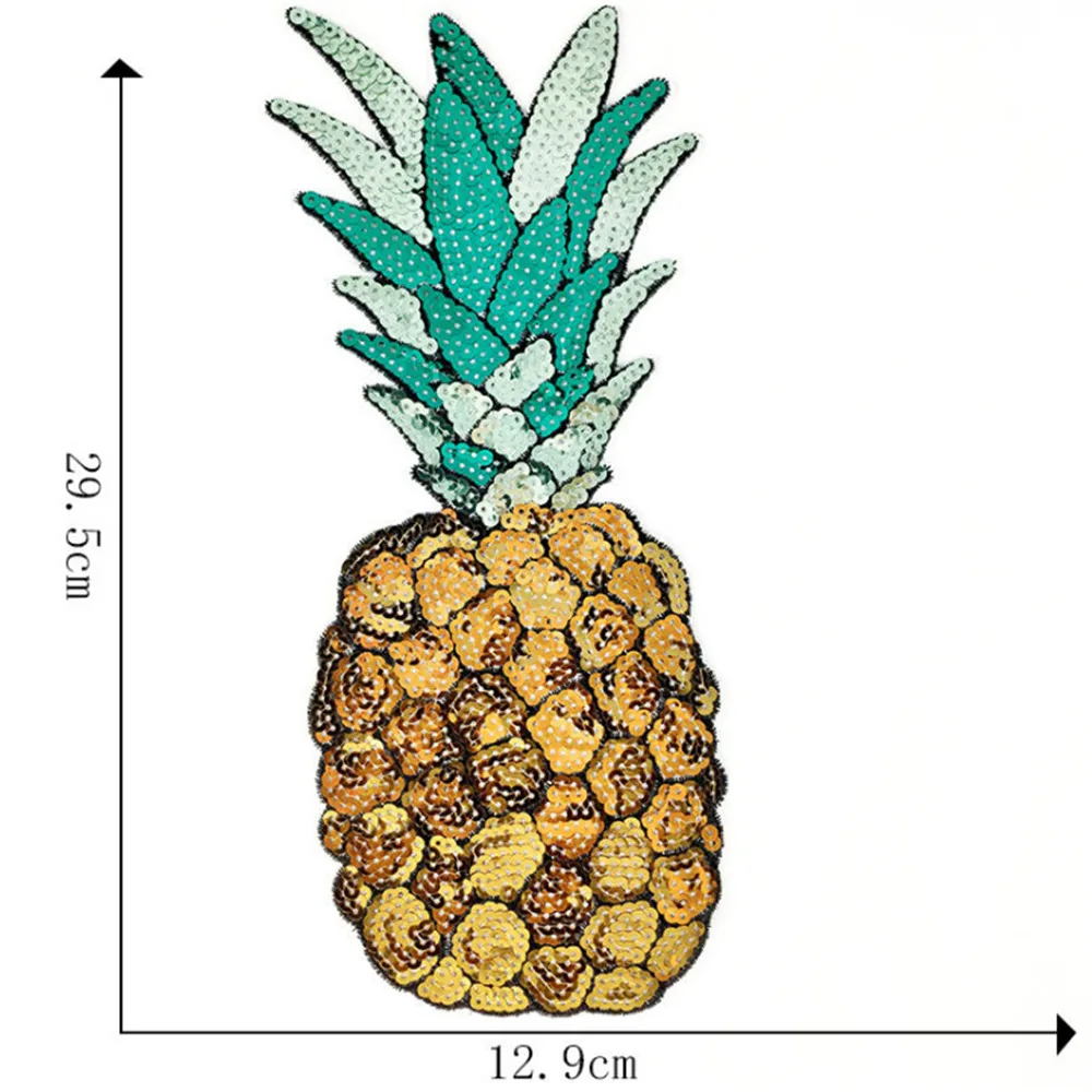 MAXSIN FUN-Parche de piña de lentejuelas grandes, accesorios de ropa de alta gama, calcomanías decorativas de bricolaje, alta calidad, 2 unidades