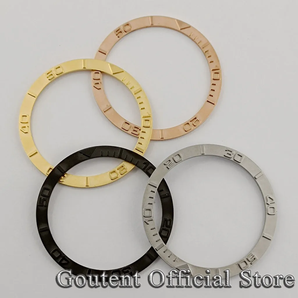 Goutent 38*31.5mm inserto lunetta piatta in acciaio inossidabile nero/blu/verde/grigio adatto per pezzi di ricambio di ricambio per orologi automatici