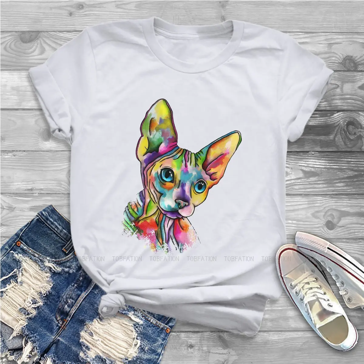 Colorful Women Tshirts Canadian Sphynx Cat Gothic Vintage Female Clothing Oversized Cotton Graphic Streetwear