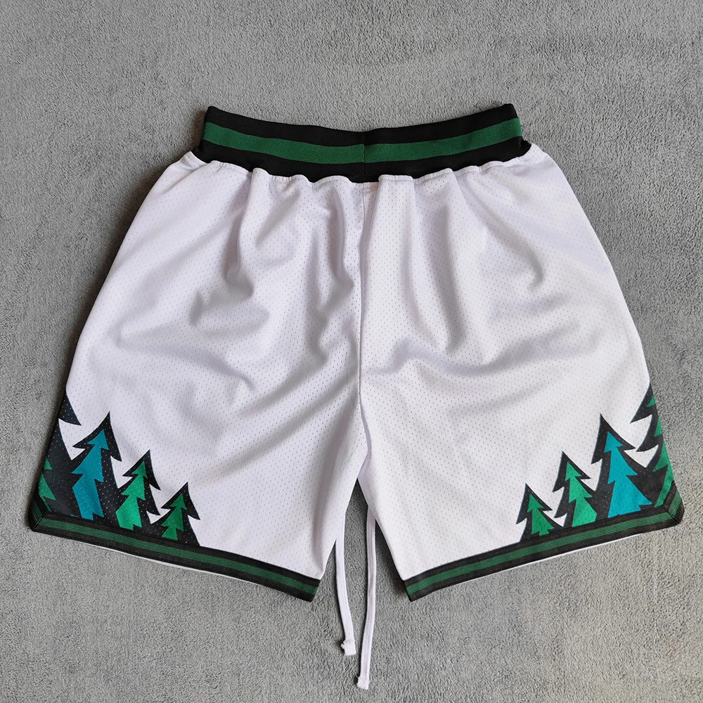 MM MASMIG White Timber Printed Basketball Shorts with Zipper Pockets Russell Street Style Sports Training Pants