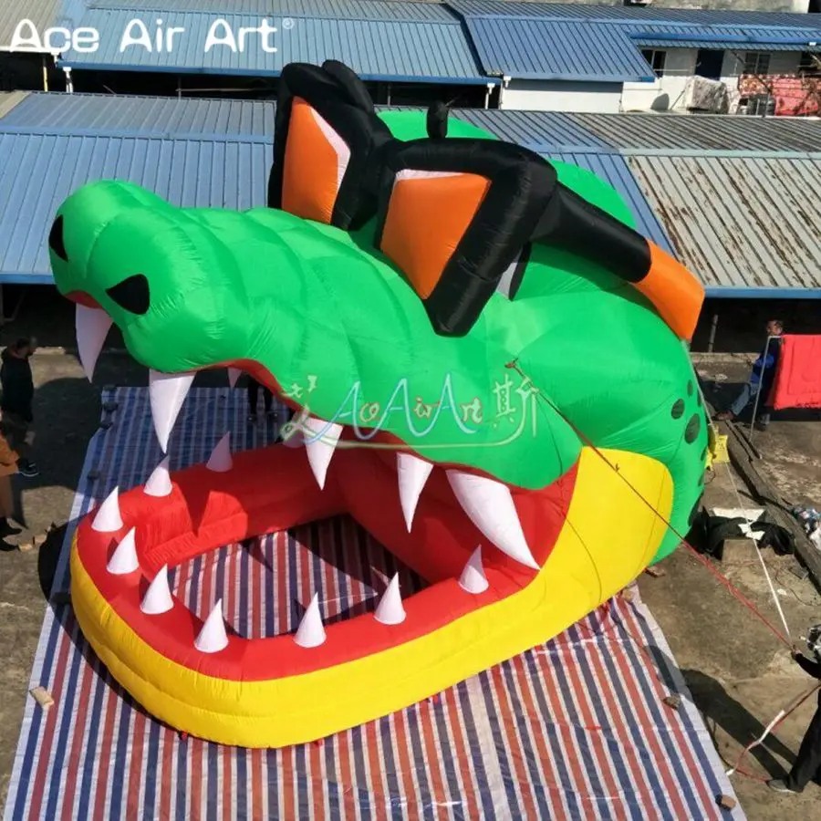 Customized inflatable crocodile head,Crocodile dj booth,animal head shaped tent on sale