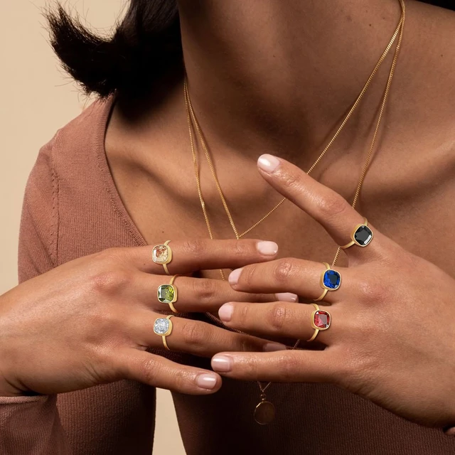 Rings Stones Exaggerated Stainless Steel Gold Stainless Steel Ring Color Stones Rings Aliexpress
