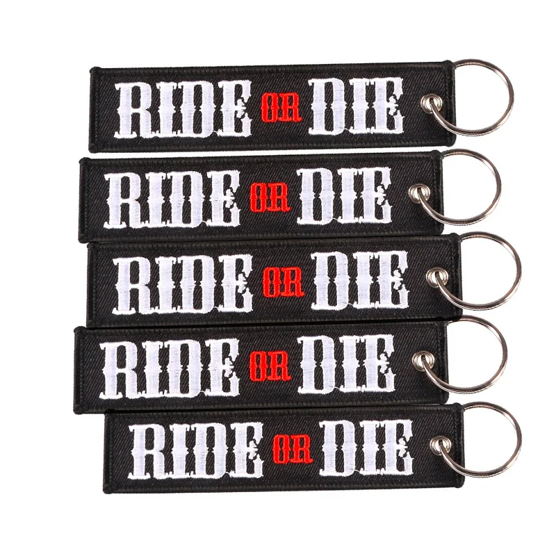 Wholesale Car Keychains for Motors RIDE OR DIE Embroidery Letter Key Chain Bijoux Gifts Porte Clef Customized Key Ring Key Chain