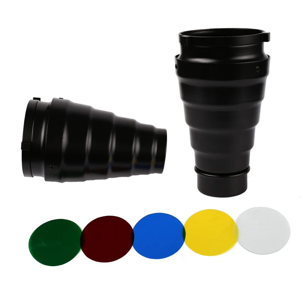 

SH Studio light 5pcs Color Filter Kit Fittings Flash Accessories Mount Adapter to Projection Attachment Lens with Honeycomb Grid