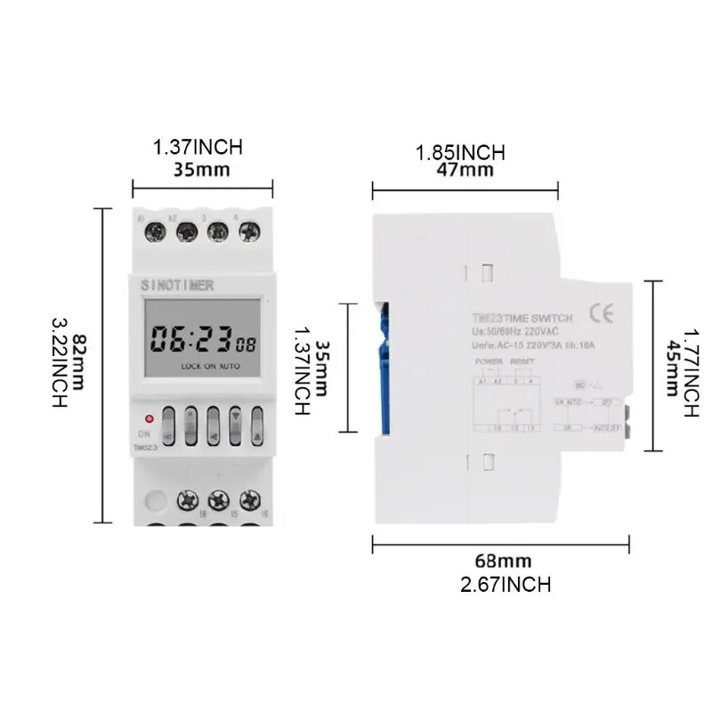 TM623 220V Programmable Astronomical Time Switch with Latitude Longitude Display DIN Rail Timer Relay Controller Smart Home Tool