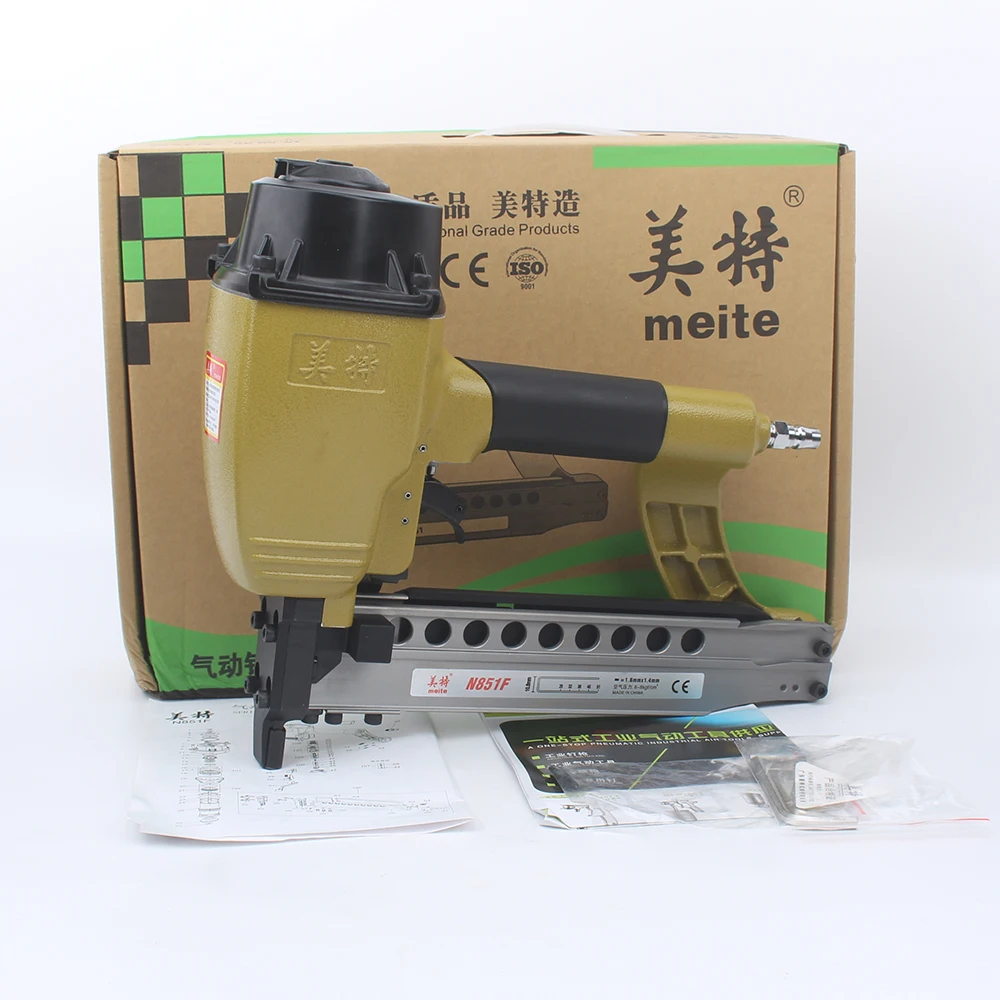 meite 16 GA N851F Air Nailer Continuous Shots U-type Nail Gun Heavy Duty  Pneumatic Staple Guns  For Furniture Pallet 51mm 16 GA