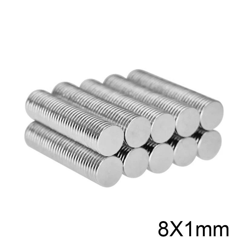 

50~1200PCS 8x1 mm Powerful Strong Magnetic Magnet 8mmx1mm Permanent Neodymium Magnet disc 8x1mm Fridge Small Round Magnet 8*1 mm