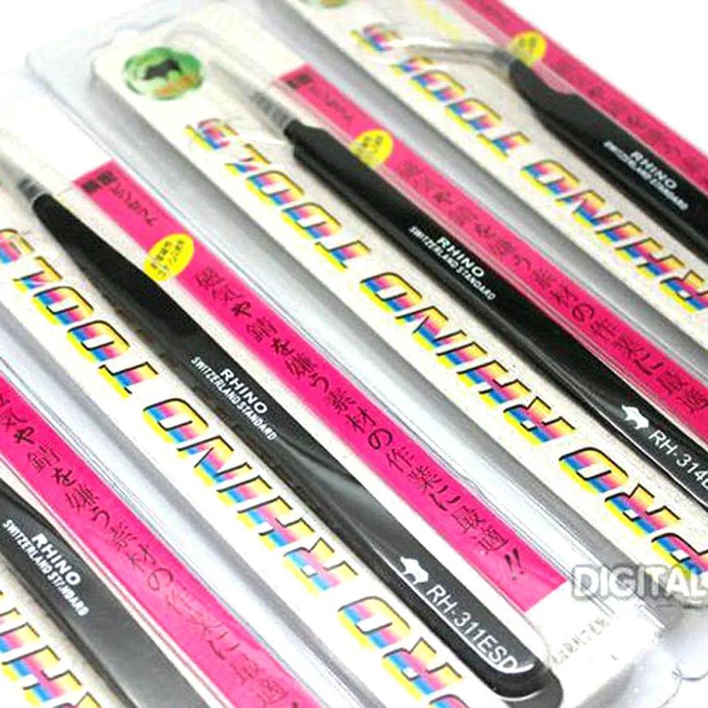 Pack of 7 Pcs Japan Pro RHINO Tools Lengthened Style Tweezers Anti-static High-precision Super Hard for Repairing Watch Mobile