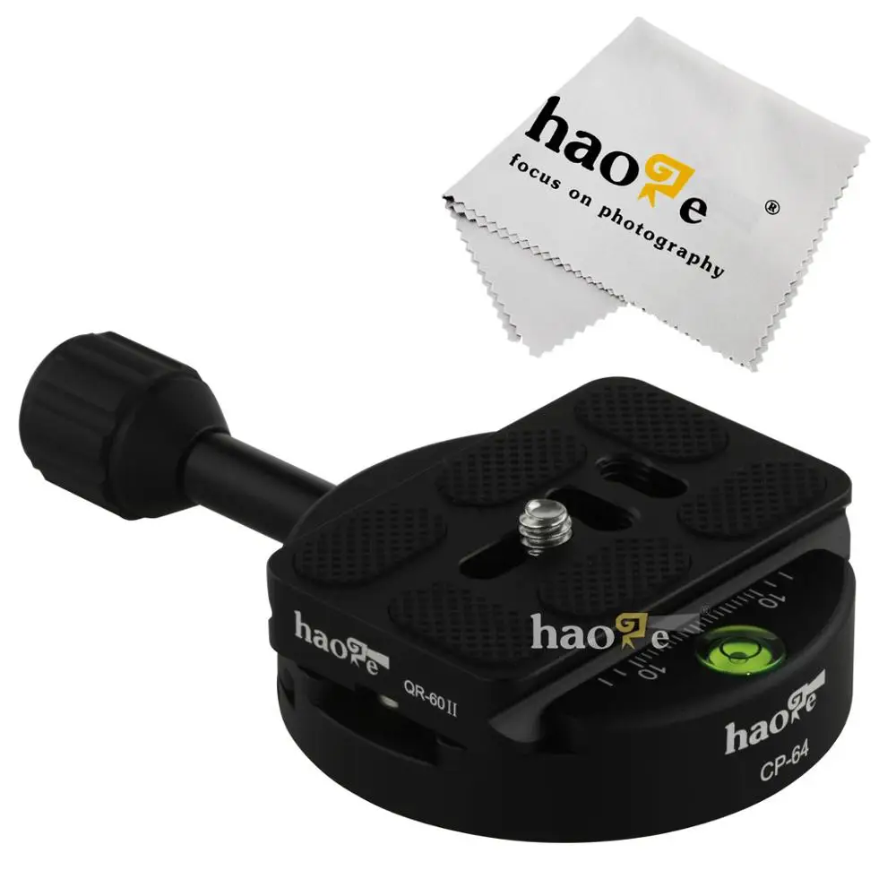 

Haoge 64mm Screw Knob Clamp Adapter with 60mm QR Quick Release Plate for Camera Tripod Ballhead Monopod Ball Head Fit Arca Swiss