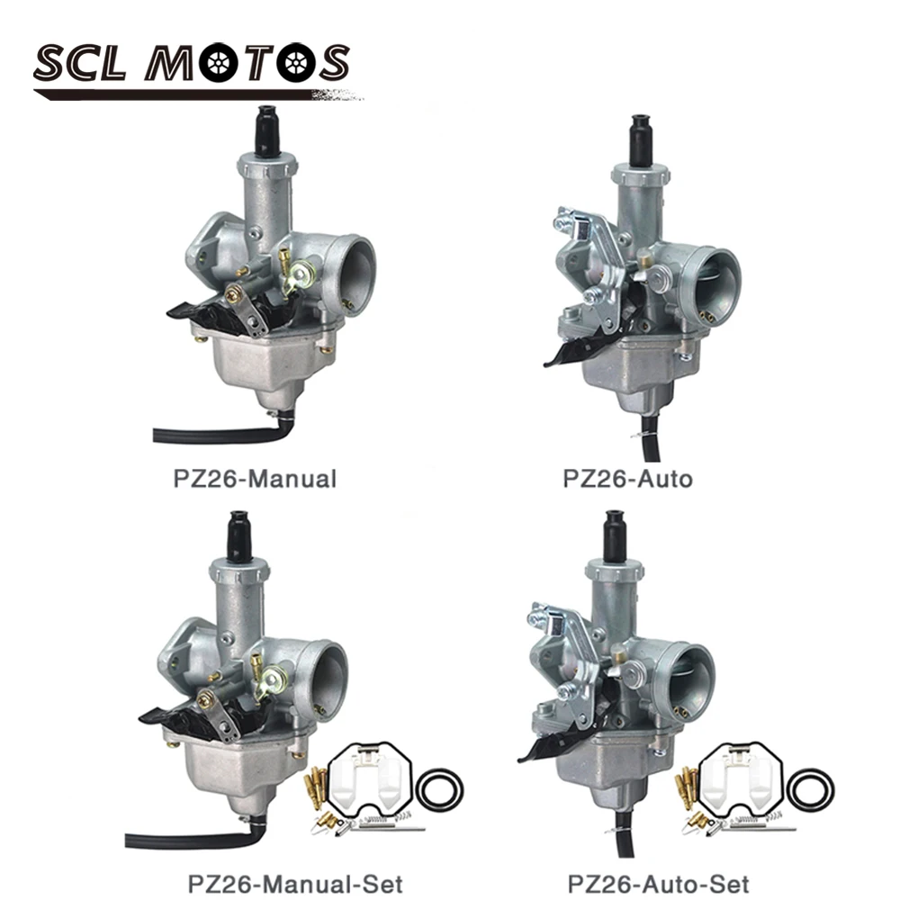 SCL MOTOS Motorbike Motorcycle Accessories PZ26 Keinhin Carburetor 26mm Carb with Repair Kit Set For Honda CG125 Pit Dirt Bike