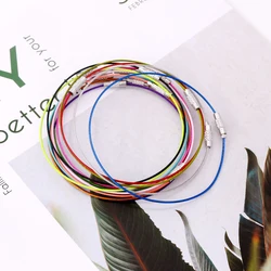 10pcs/lot 9 Inch Silver 1MM Steel Wire Cable Chain Bracelet Cord Screw Clasps Bracelets DIY Circle Jewelry Making Findings