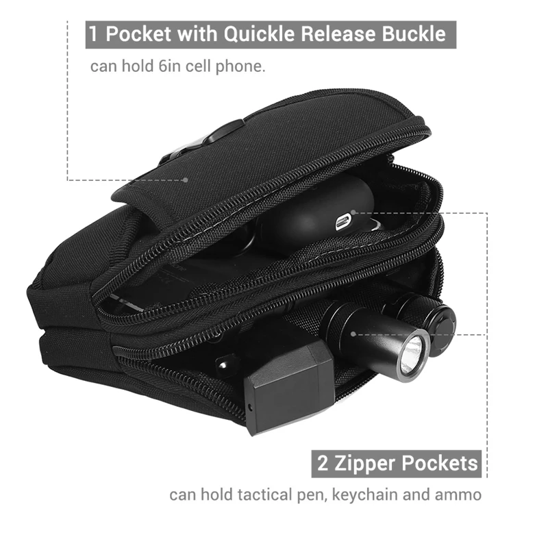 Outdoor Mobile Phone Pouch Bag Tactical Molle Pouch Belt Waist Military Small Pocket for 6.5\'\' Phone Hunting Travel Camping Bags