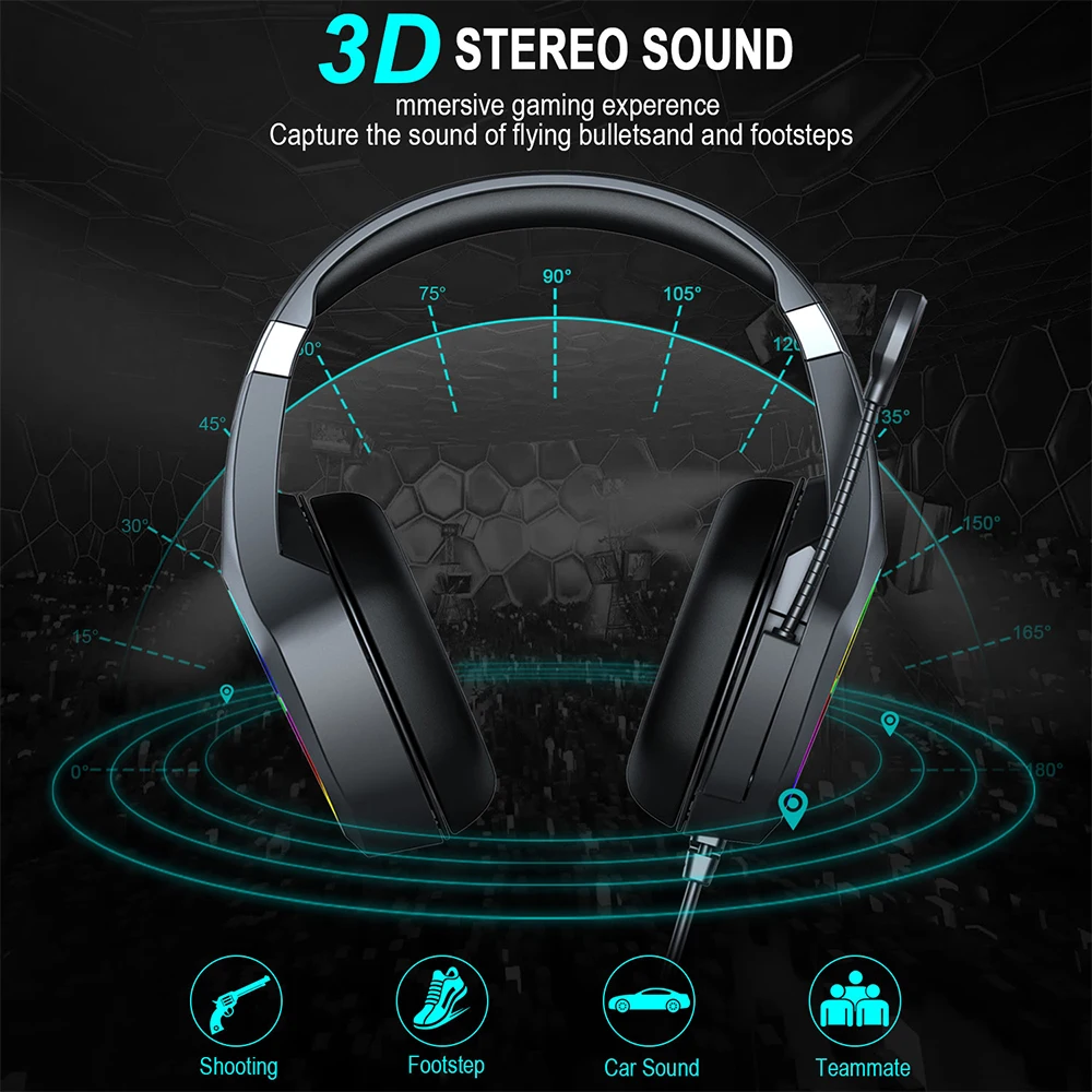 Cuffie da gioco per Computer cuffie da gioco PS4 cuffie Stereo per PC Stereo con microfono regali luce a Led
