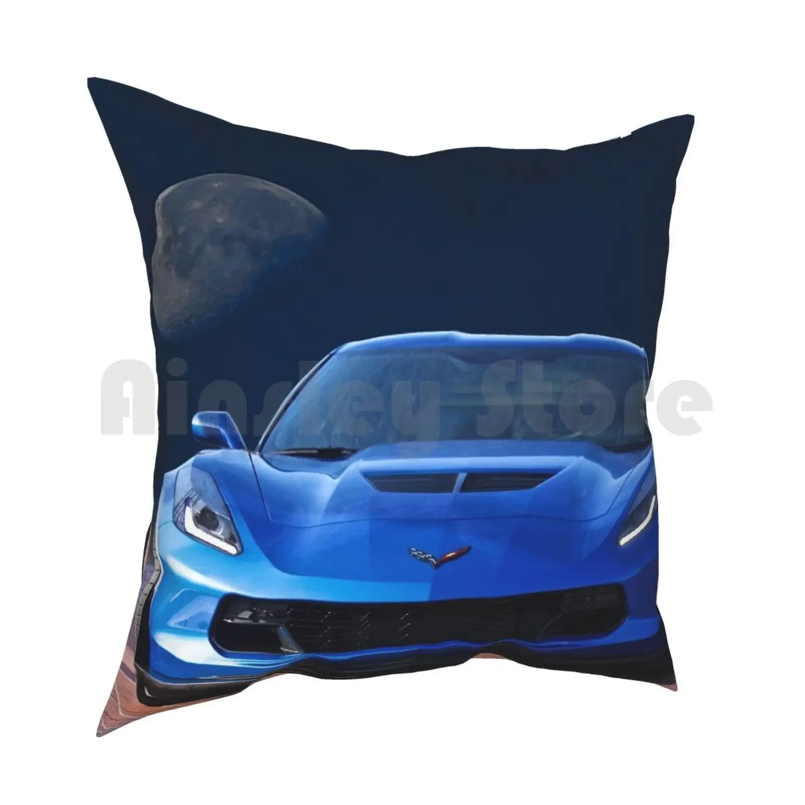 Chevrolet Corvette C7 'Blue Moon' Pillow Case Printed Home Soft Throw Pillow Auto Automobile Automotive Car