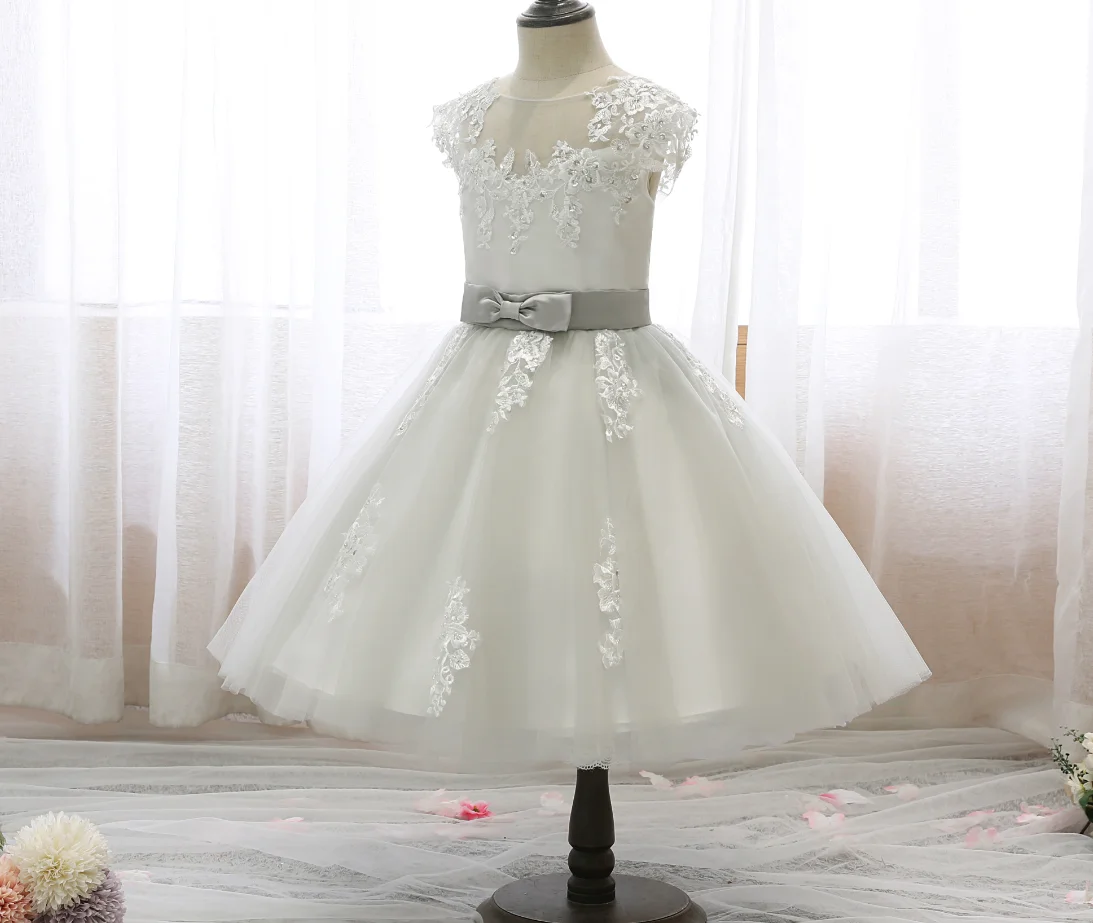 Elegante princesa Flower Girl Dress para crianças, Casamento, Aniversário, Festa à noite, Banquete, Cerimônia de Baile, Primeira Comunhão, Formatura