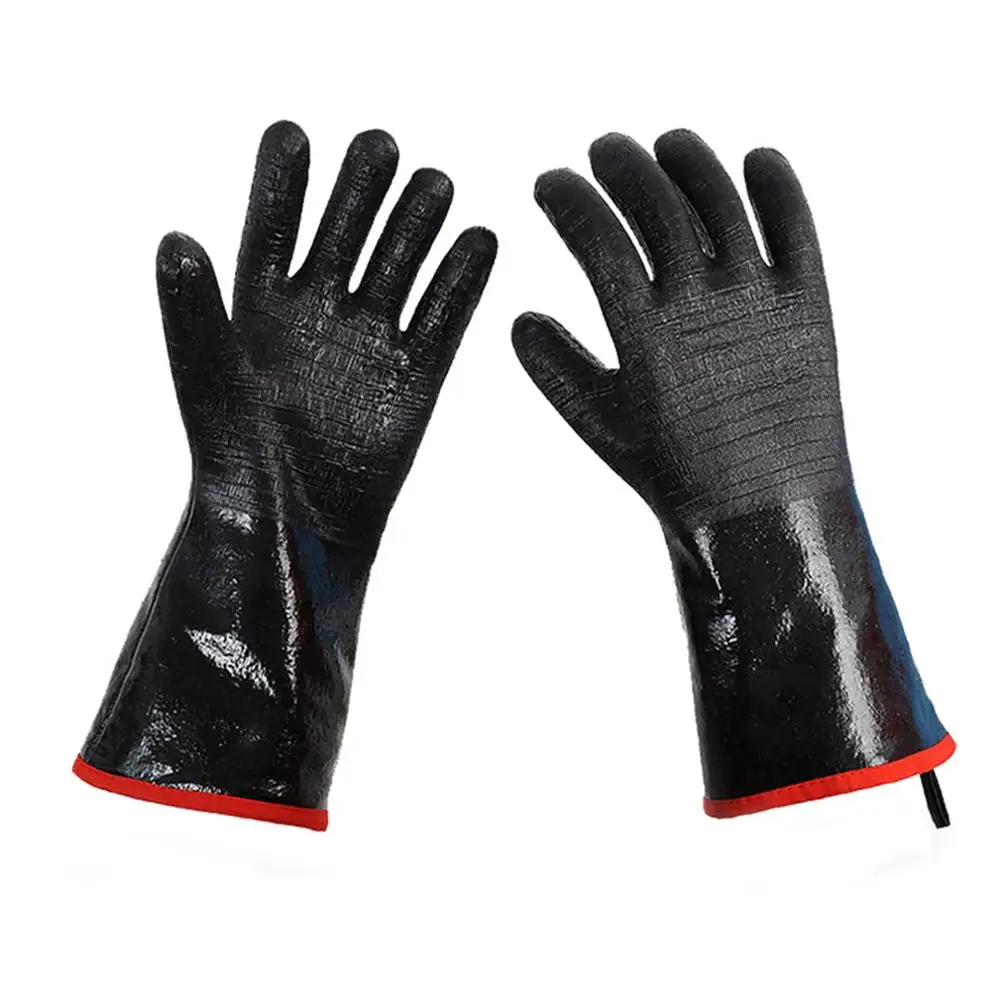 

1pair Heat Resistant Anti Scald Kitchen Home Neoprene Coating BBQ Grill Gloves Long Sleeve Oven Mitts Portable Waterproof Baking