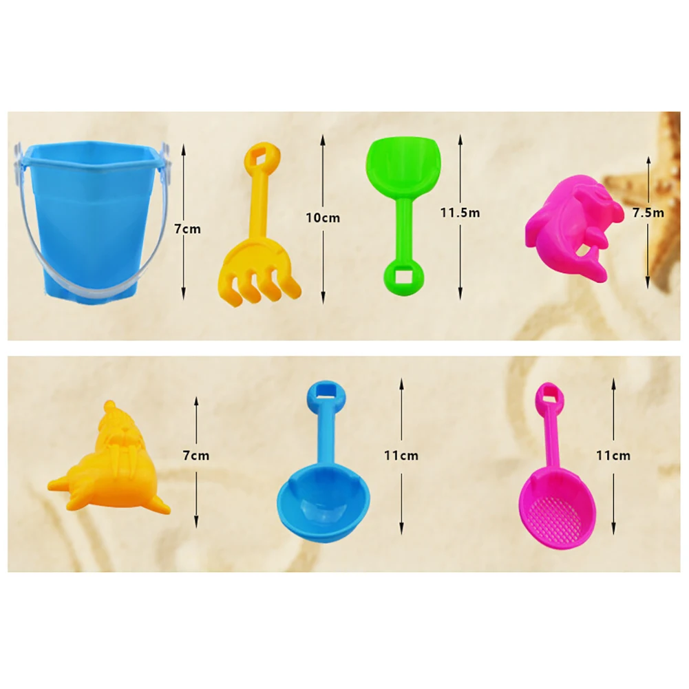 بچوں کے کھلونے 7Pcs Mini Kids Beach Sand Rake Backet Kit Shovel Molds Garden Sandpit بچوں کے لیے کھلونا تحفہ کھیلیں