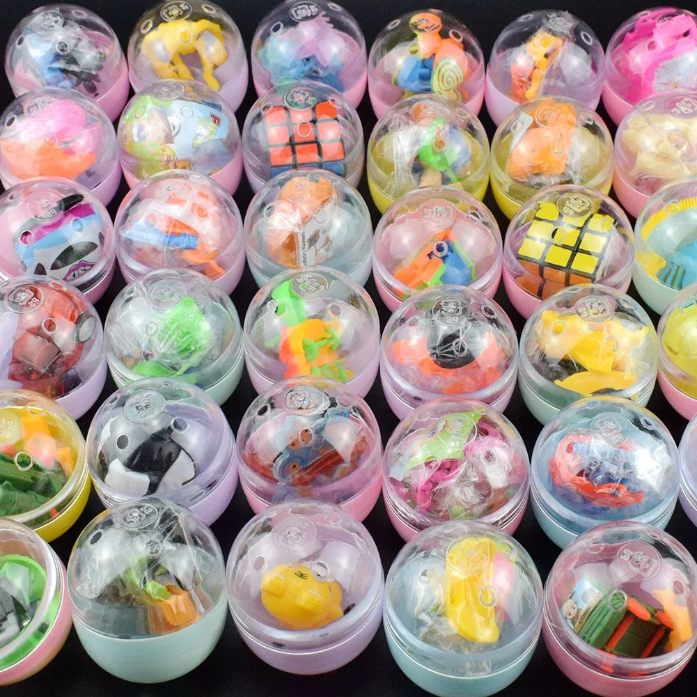 10Pcs Macaron 47mm*55mm Plastic Siamese Capsules Toy Balls With Different Toy Ramdom Mix For Vending Machine Funny egg