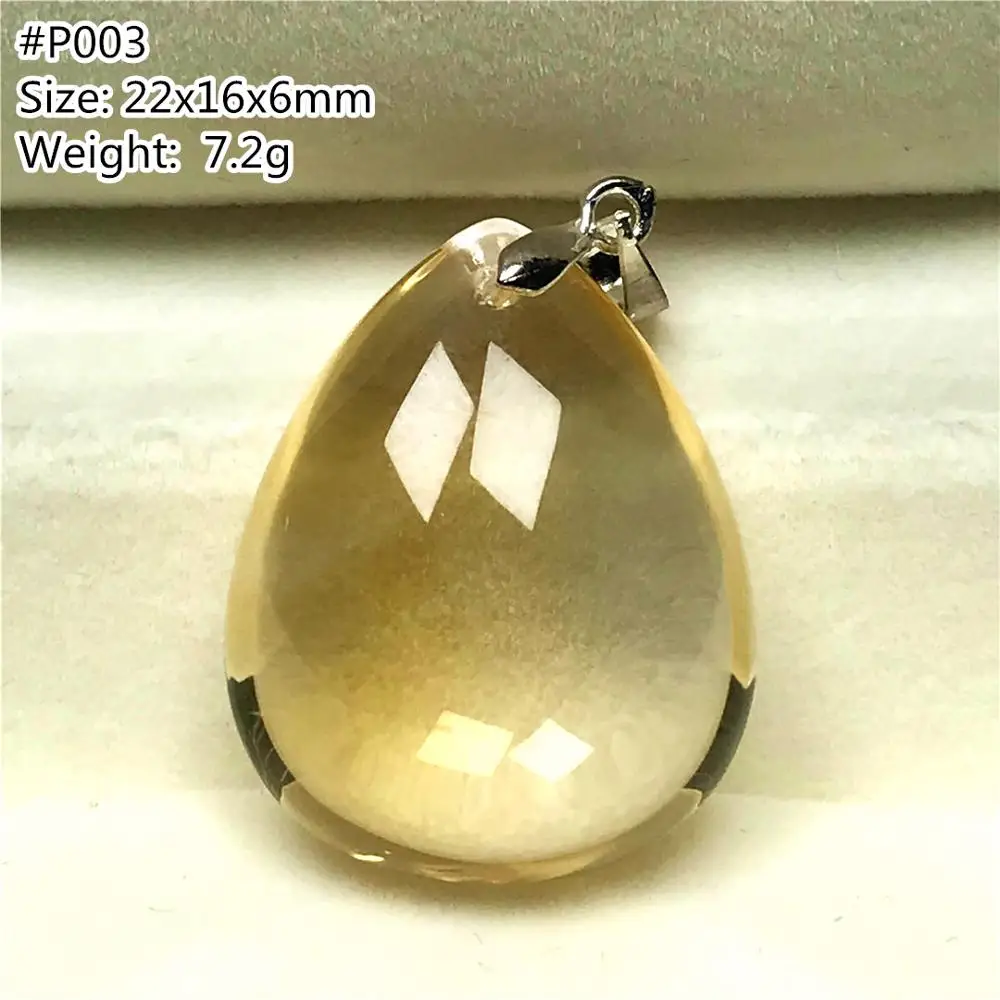 

100% Natural Yellow Citrine Pendant Jewelry For Woman Lady Man Quartz Silver Crystal 22x16x6mm Beads Water Drop Gemstone AAAAA