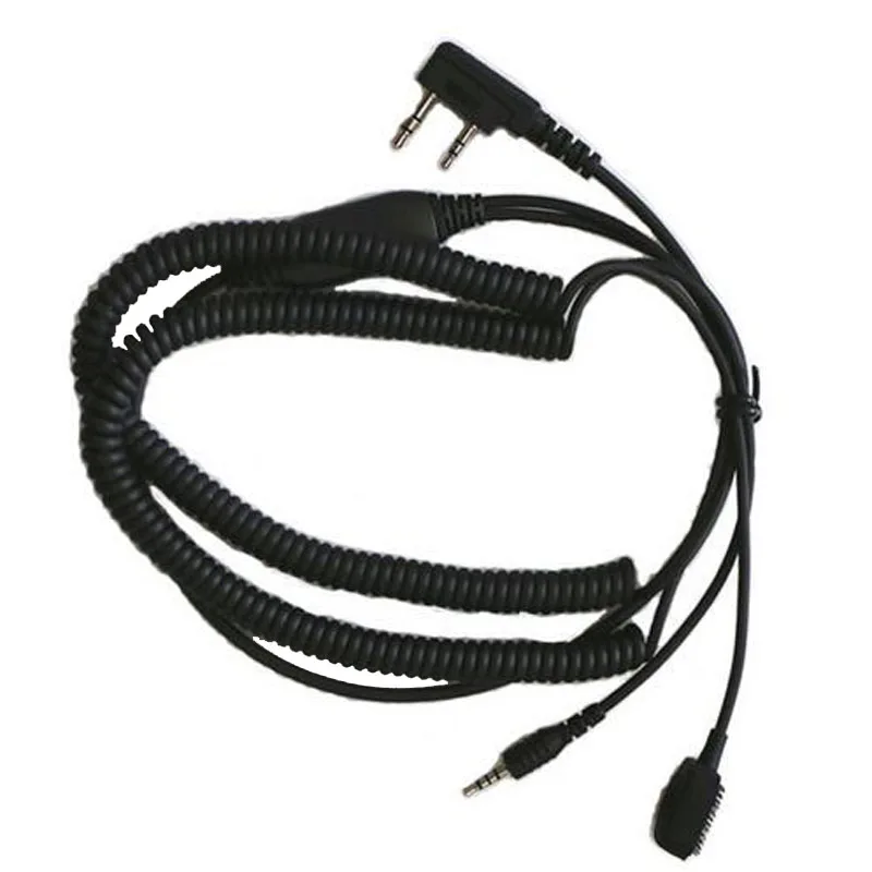 2-Pin Ham Radio Helmet Headset Connector 3.5mm Finger PTT Mic Separation Cable for Baofeng UV-5R UV-82 888S TYT Walkie Talkie