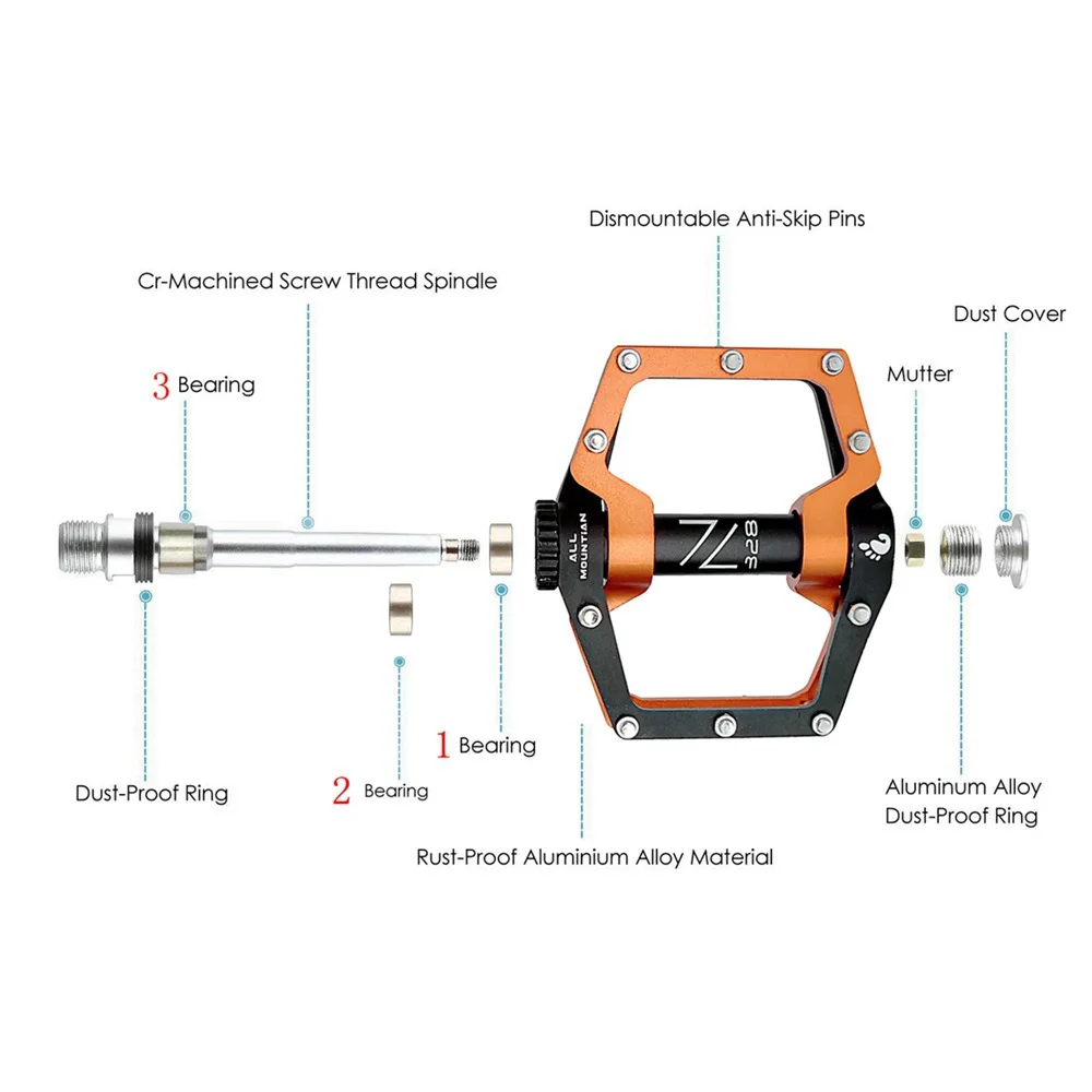 2021 Mountain Bike Pedal Seal 3 Bearing Hollow CNC Aluminum Alloy Wide Non-slip Road Bike Folding Bike Mtb Bicycle Pedal