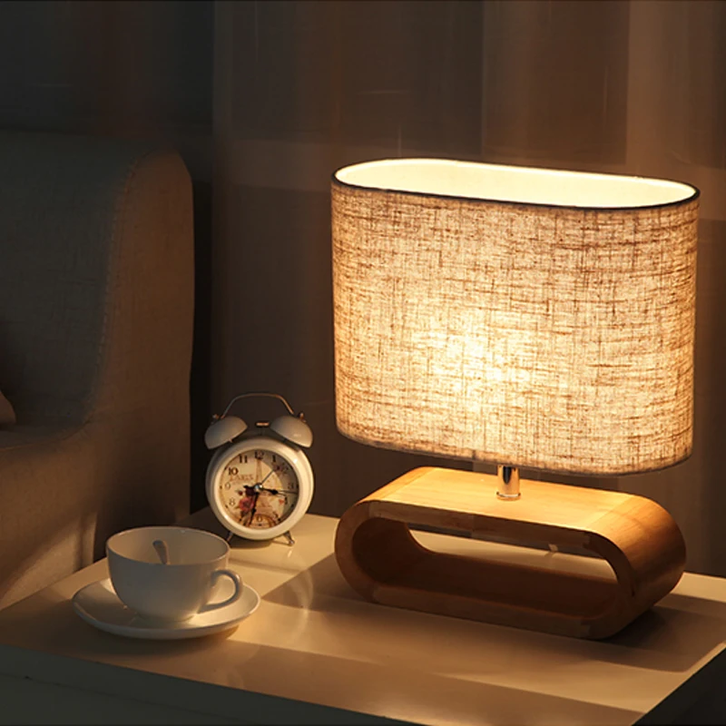 Imagem -04 - Nordic Wood Base Table Lamp Abajur de Pano Luzes de Mesa para Sala de Estar Luminária de Mesa de Cabeceira E27