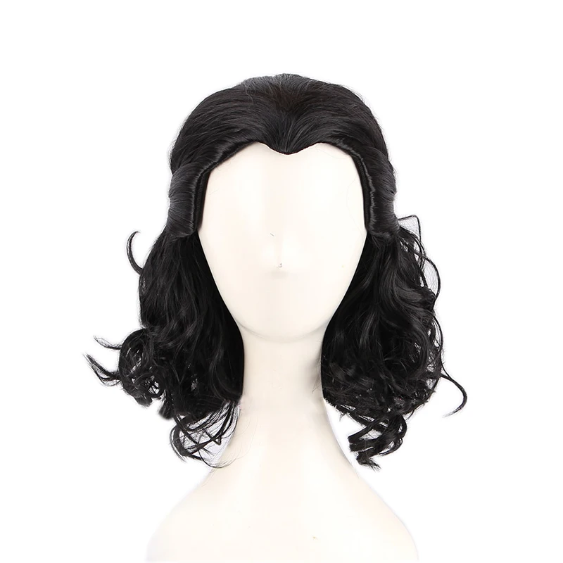 Advengers Loki คอสเพลย์ Wigs Loki สีดำ Curly สังเคราะห์ทนความร้อนผมการ์ตูน Loptr บทบาท Olay Party Wigs + วิกหมวก