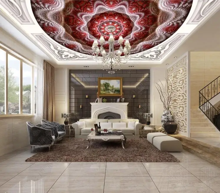 

Custom Home Improvement 3D Ceiling Murals Colorful abstract swirl pattern European Living Room Bedroom Ceiling 3D Wallpaper