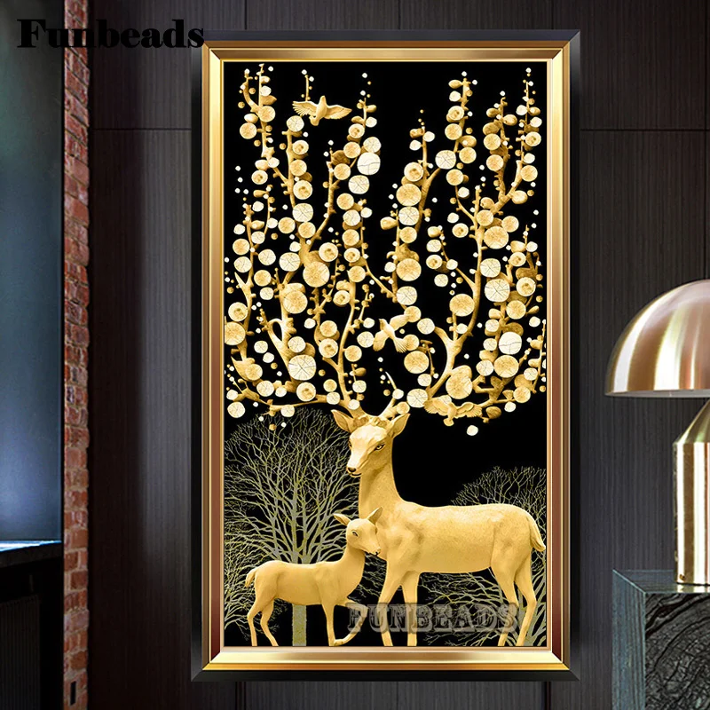 DIY 5D Sale Diamond Embroidery, Mosaic, Golden flower Money Tree, Elk,Deer, Full rhinestone diamond Painting Cross Stitch FF6458